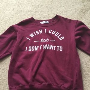 Burgundy and white sweatshirts